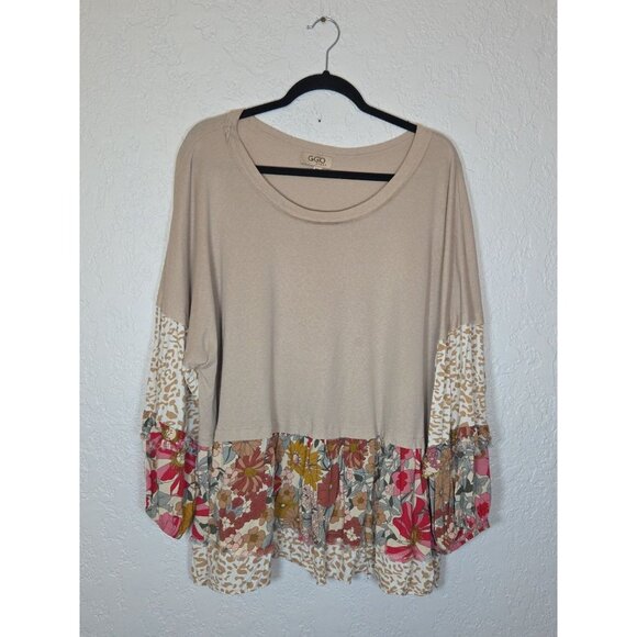 GiGiO Plus Women Tunic Top Blouse Size XL Relaxed Mixed Print Multicolor - Picture 1 of 5